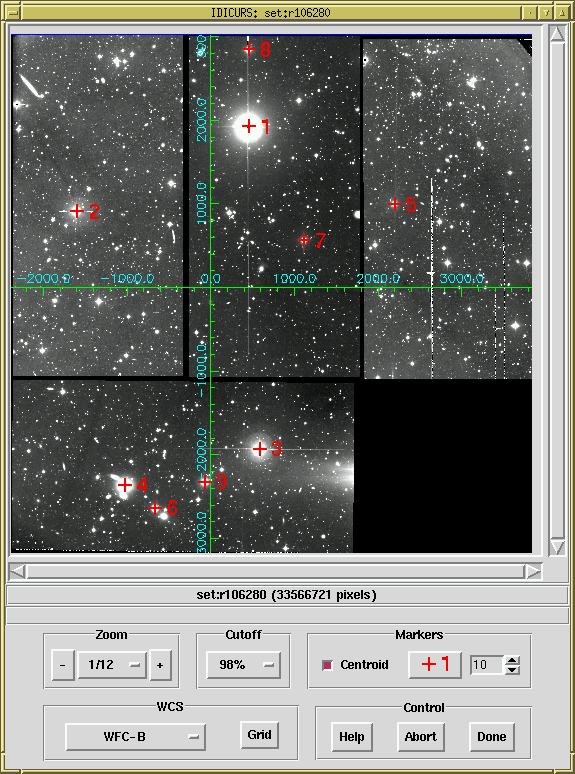 IDICURS screenshot displaying a set of WFC frames